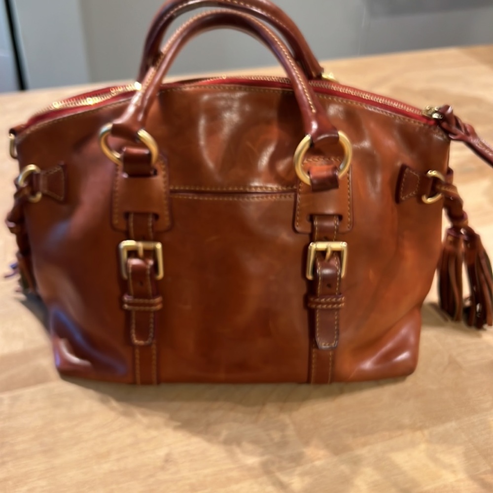 Dooney & Bourke Brown Leather Satchel with Gold Hardware - Picture 2 of 12